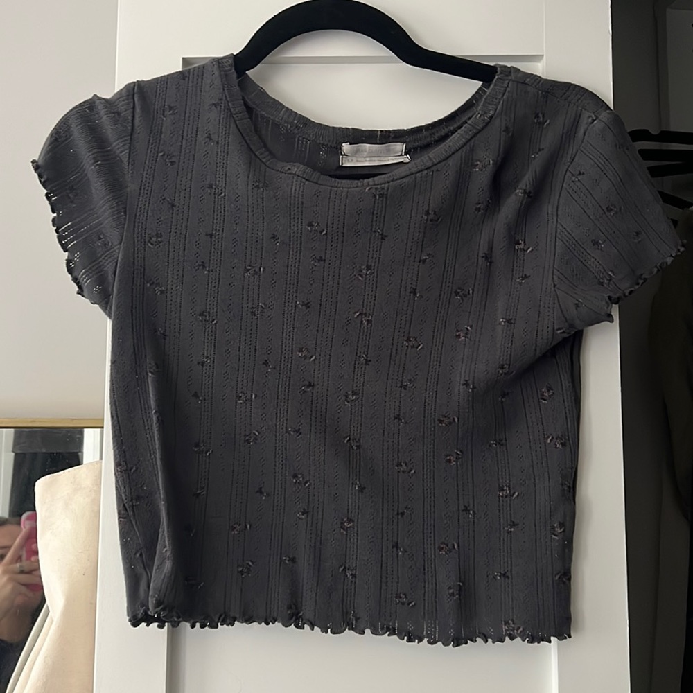 Urban outfitters grey floral baby tee